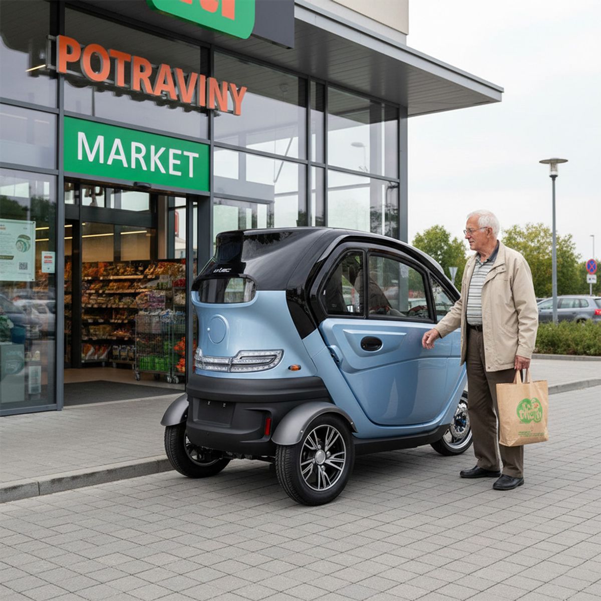 Elektrisk Tre-hjuling 2 seter lukket modell Tukago - fargevalg