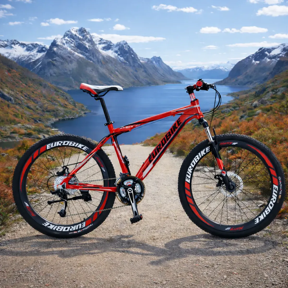 Mountain bike - sykkel med 21 gir - rød og sort - Importpris.no AS