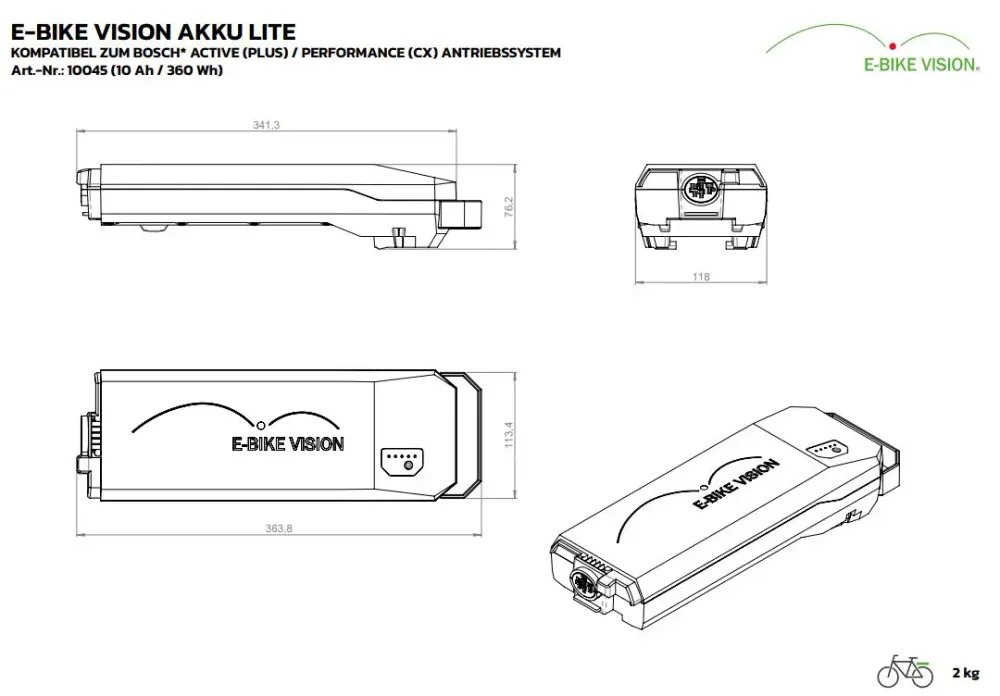 E-Bike Vision Bosch LITE Powerpack 360Wh